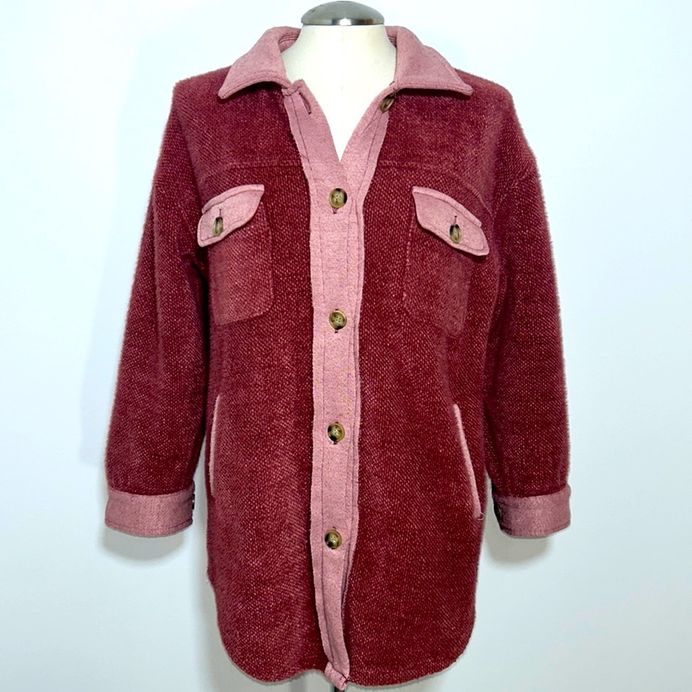 Andthewhy Women's Oversized Lightweight Front Button Utility Jacket Size S